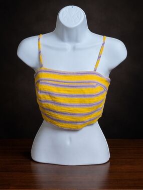 Striped Cropped Cami Top Tie Back